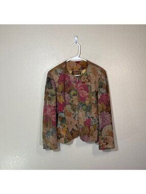 Casa Lopez Leather Jacket Womens XL Buenos Aires Floral Full Zip Western